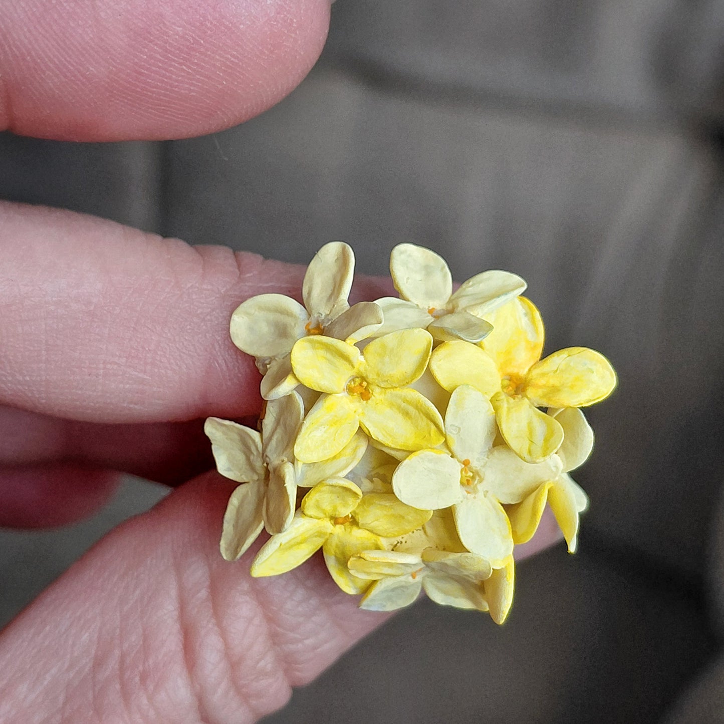 Yellow Hydrangea Ring | Floral Clay Jewelry