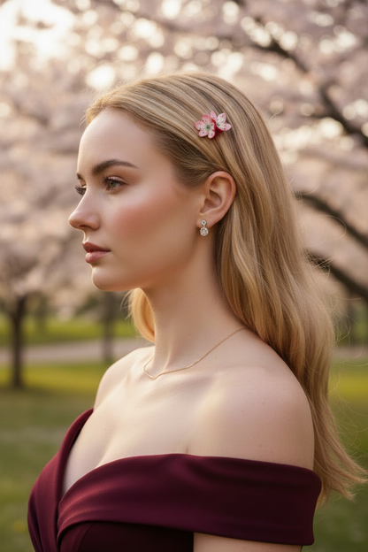 Cherry Blossom Hair Comb | Red Floral Hair Accessory