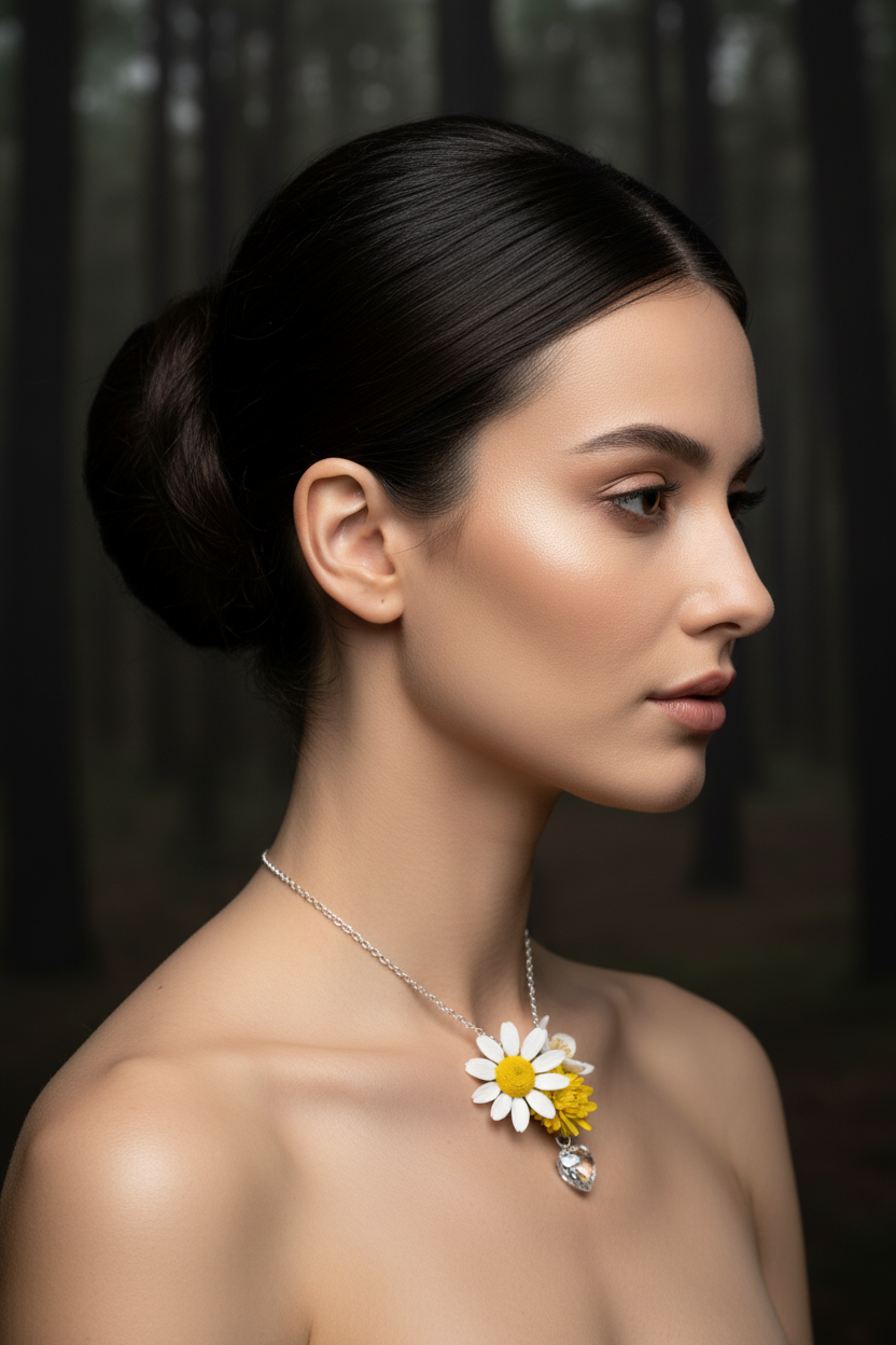 Wild Daisy & Crystal Flower Necklace