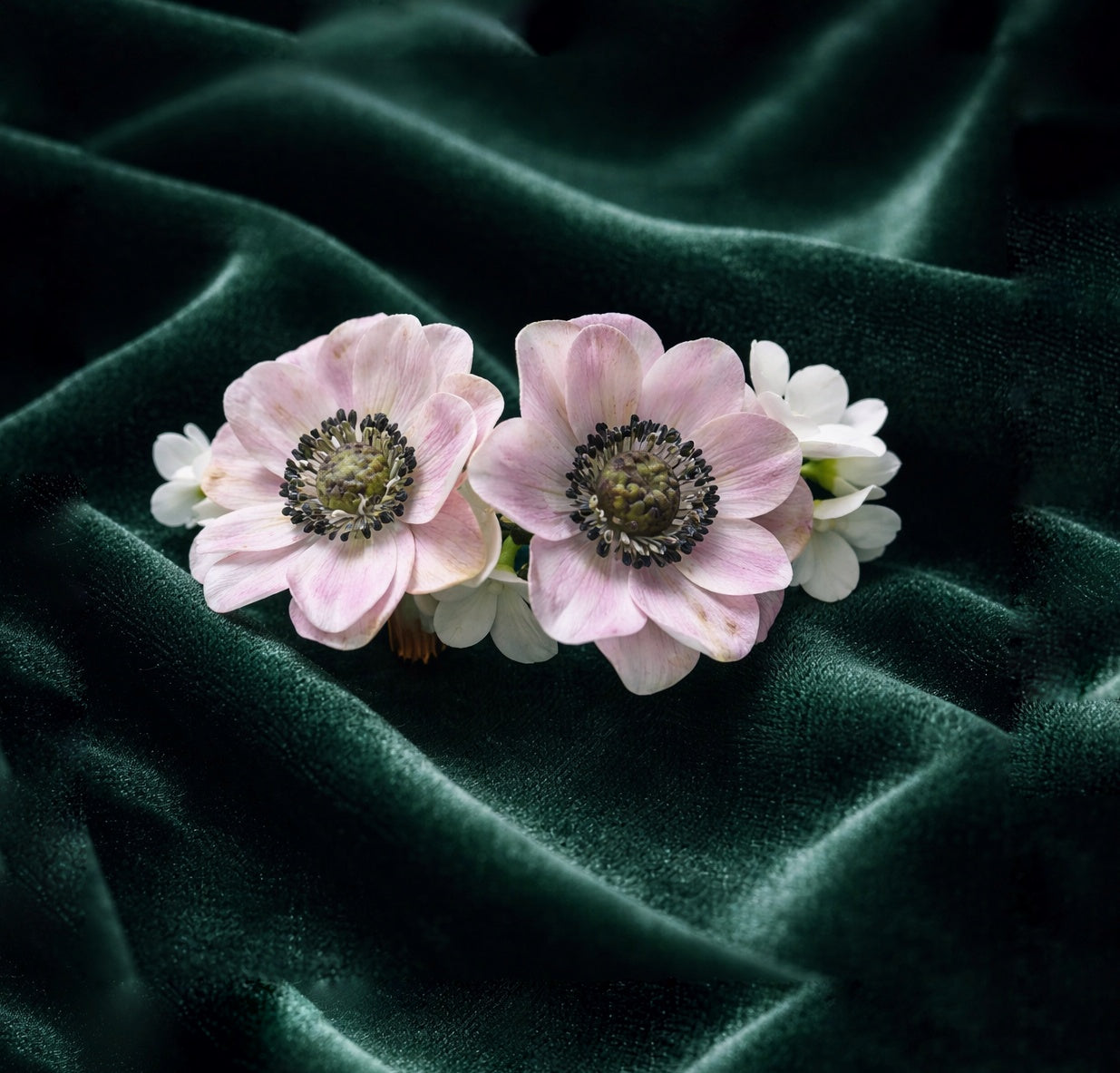 Anemone Pink & White Blossom Bridal Hair Comb