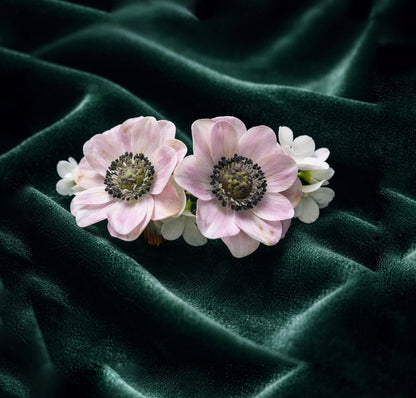 Anemone Pink & White Blossom Bridal Hair Comb