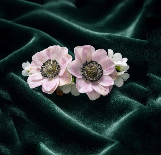 Anemone Pink & White Blossom Bridal Hair Comb