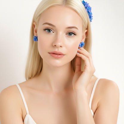 Blue hydrangea studs, hydrangea flowers jewelry
