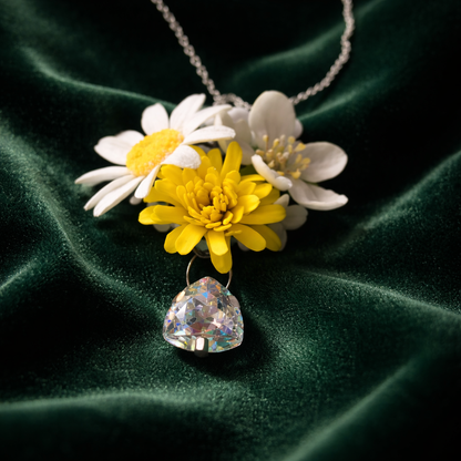 Wild Daisy & Crystal Flower Necklace