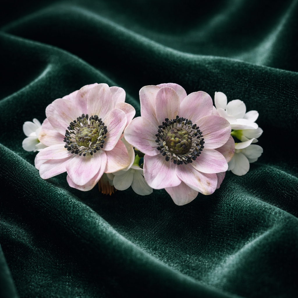 Anemone Pink & White Blossom Bridal Hair Comb