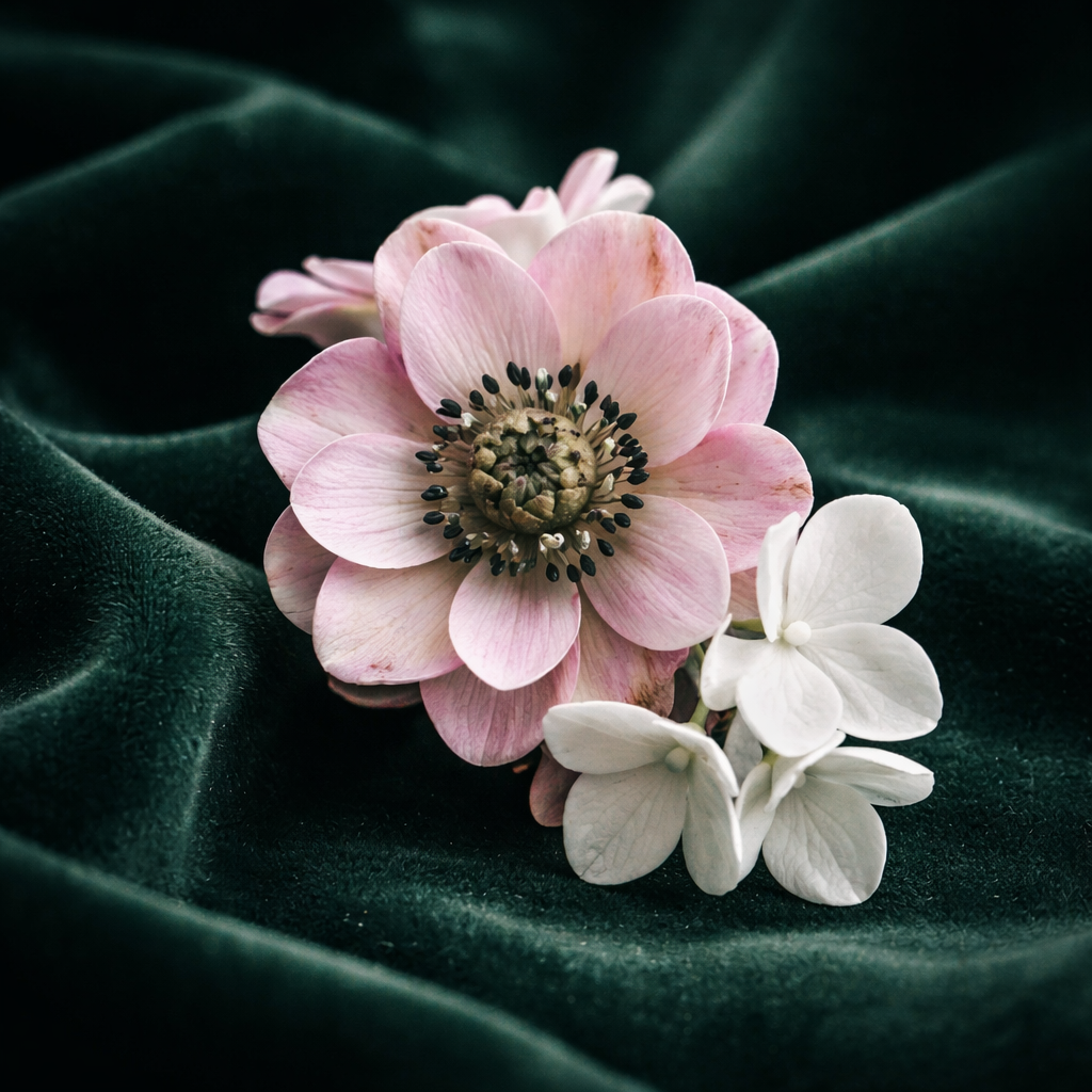 Anemone Pink & White Blossom Bridal Hair Comb