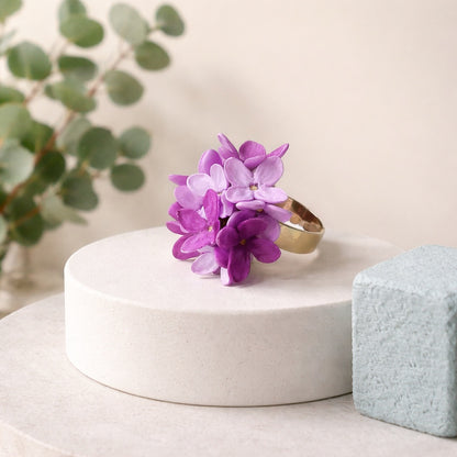 Lilac Flower Ring | Purple Floral Clay Jewelry
