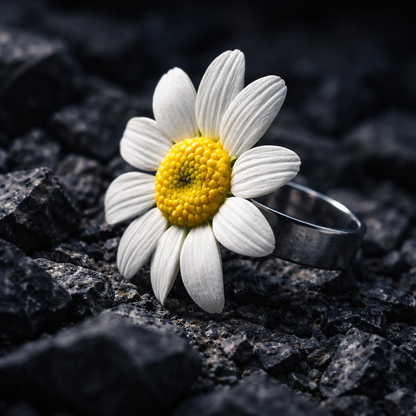 Daisy Ring | White Flower Clay Jewelry