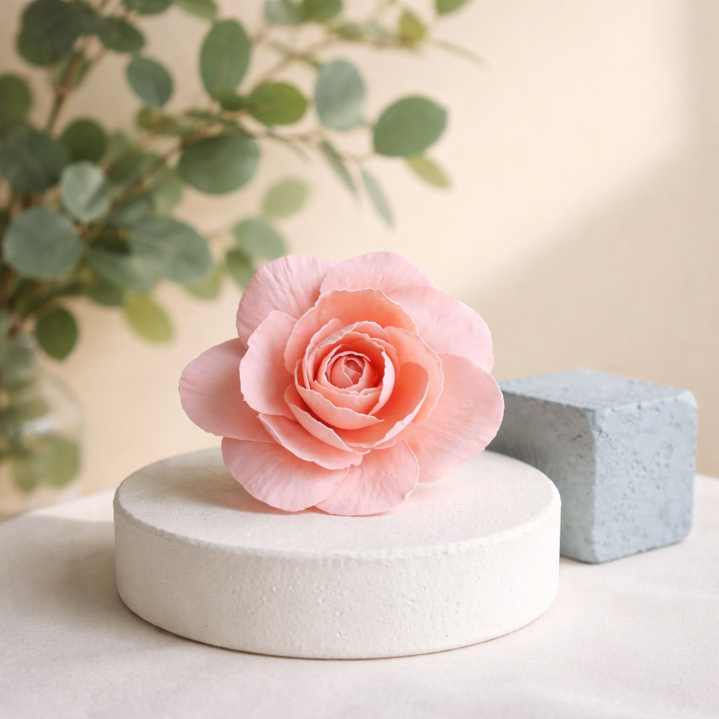 Pink Rose Ring | Large Floral Clay Jewelry