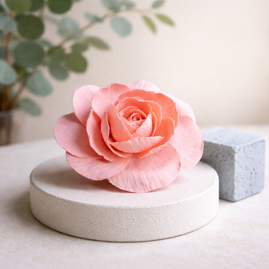 Pink Rose Ring | Large Floral Clay Jewelry
