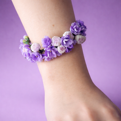 Lavender Peony & Violet Flower Bracelet | Floral Clay Jewelry