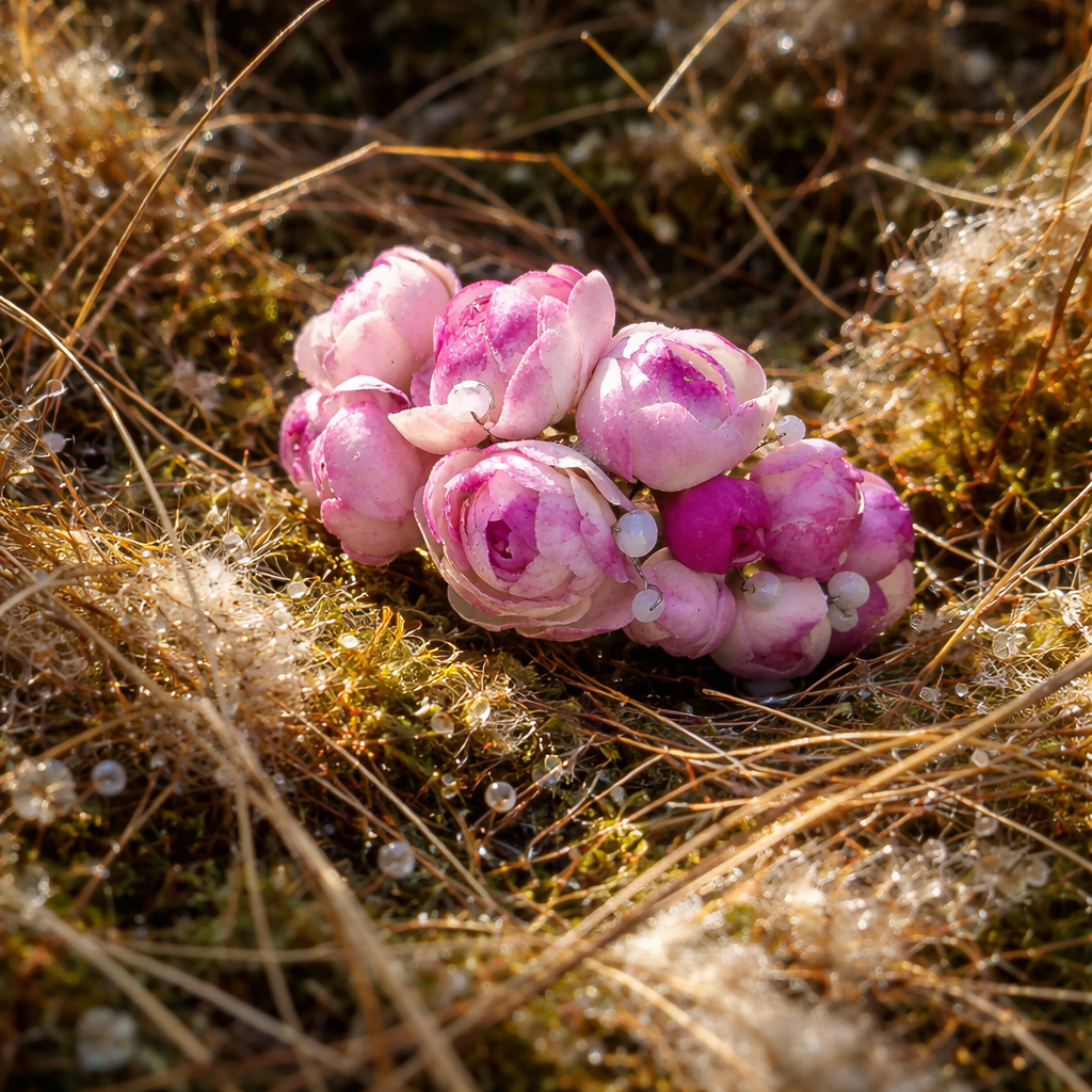 Pink Peony Bud Bracelet with Pearl Accents | Floral Clay Jewelry