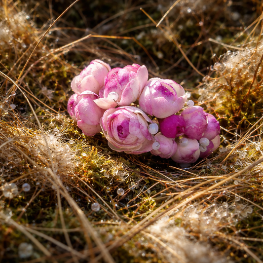 Pink Peony Bud Bracelet with Pearl Accents | Floral Clay Jewelry
