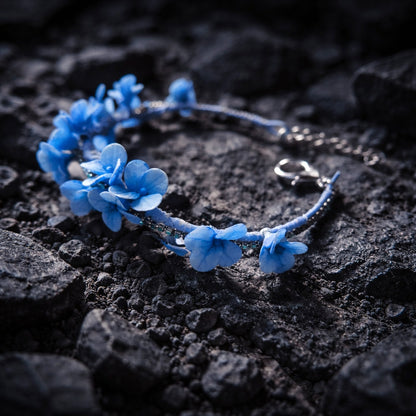 Blue Hydrangea Floret Bracelet | Delicate Floral Clay Jewelry