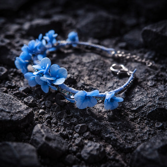Blue Hydrangea Floret Bracelet | Delicate Floral Clay Jewelry