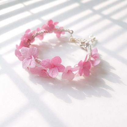 Pink Hydrangea Floret Bracelet | Delicate Floral Clay Jewelry
