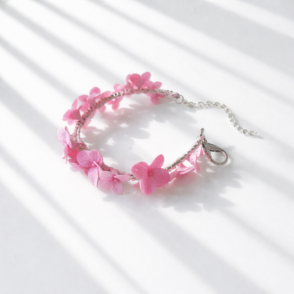 Pink Hydrangea Floret Bracelet | Delicate Floral Clay Jewelry
