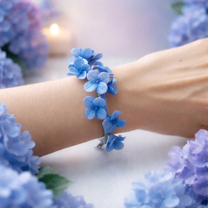 Blue Hydrangea Floret Bracelet | Delicate Floral Clay Jewelry