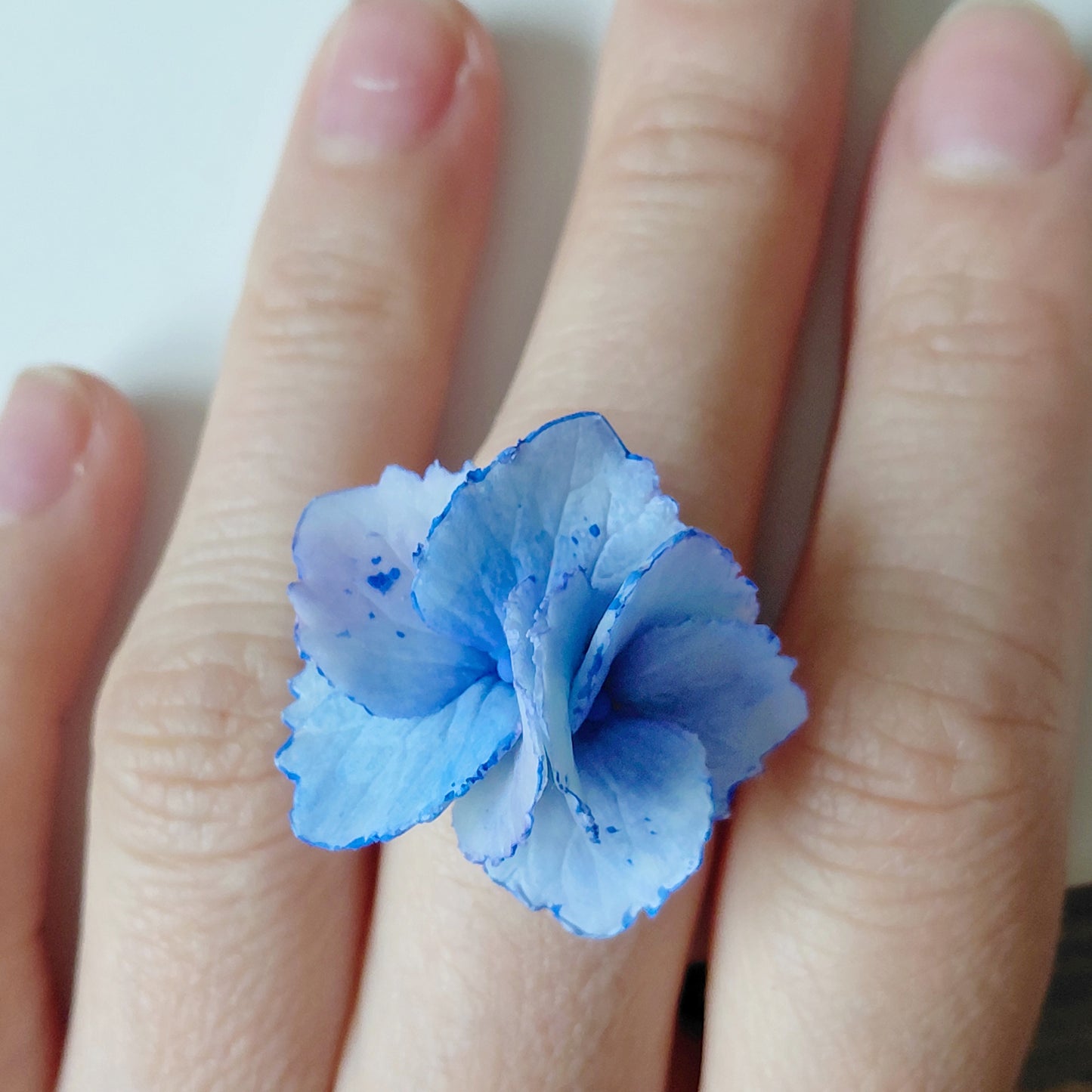 Blue Hydrangea Ring | Floral Clay Jewelry