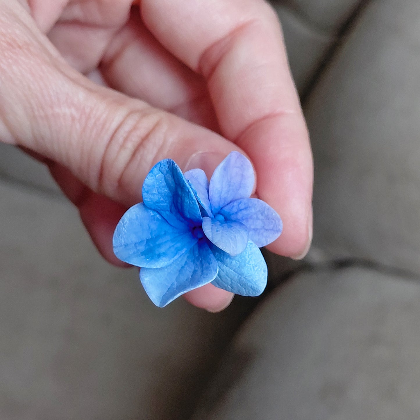 Blue Hydrangea Floret Ring | Floral Clay Jewelry