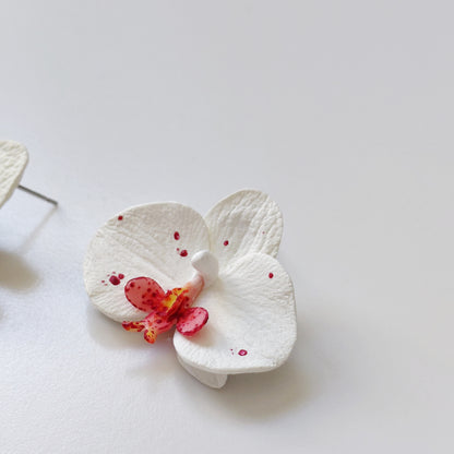White Phalaenopsis Orchid Stud Earrings