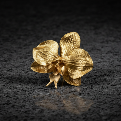 Gold orchid earrings