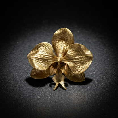 Gold orchid earrings