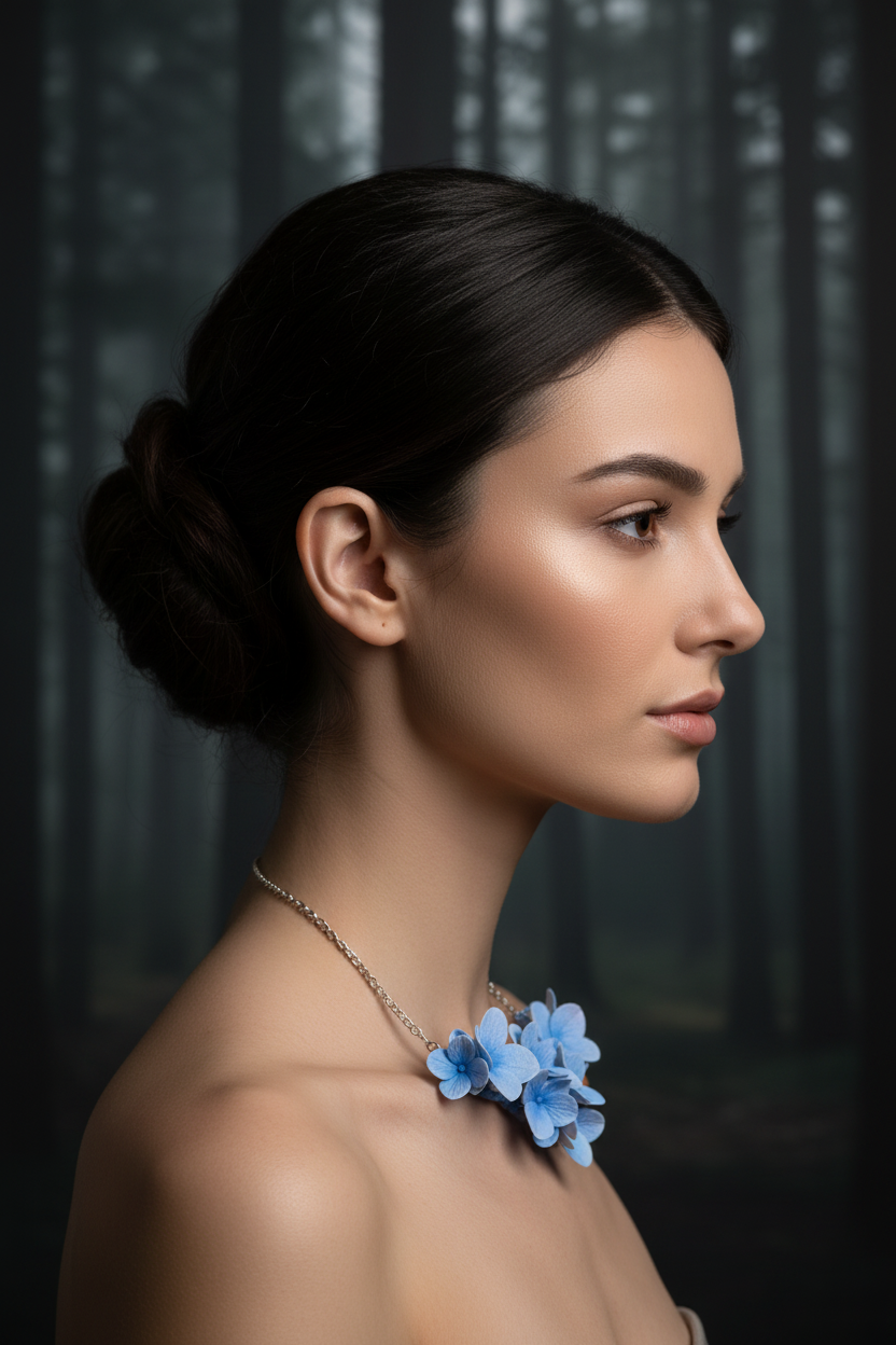 Hydrangea Flowers Necklace | Blue Floral Jewelry